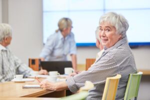 A senior woman taking a lifelong learning class